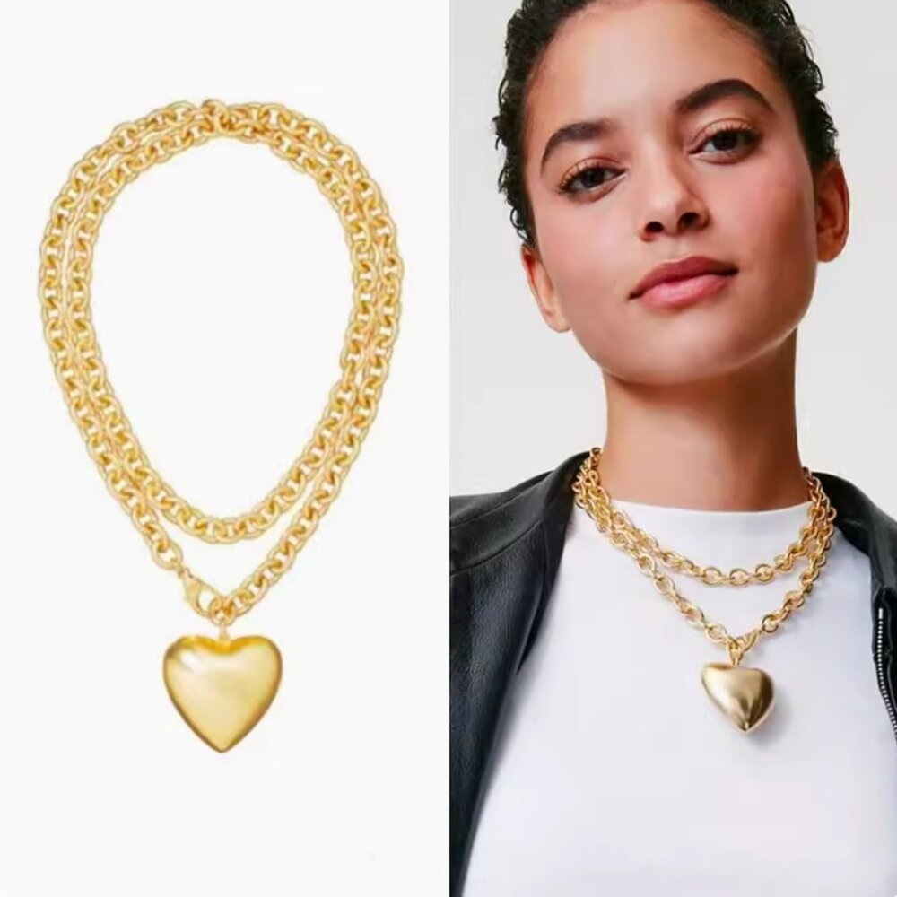 Roxanne Assoulin The Puffy Heart Necklace in Gold - Picture 3 of 9